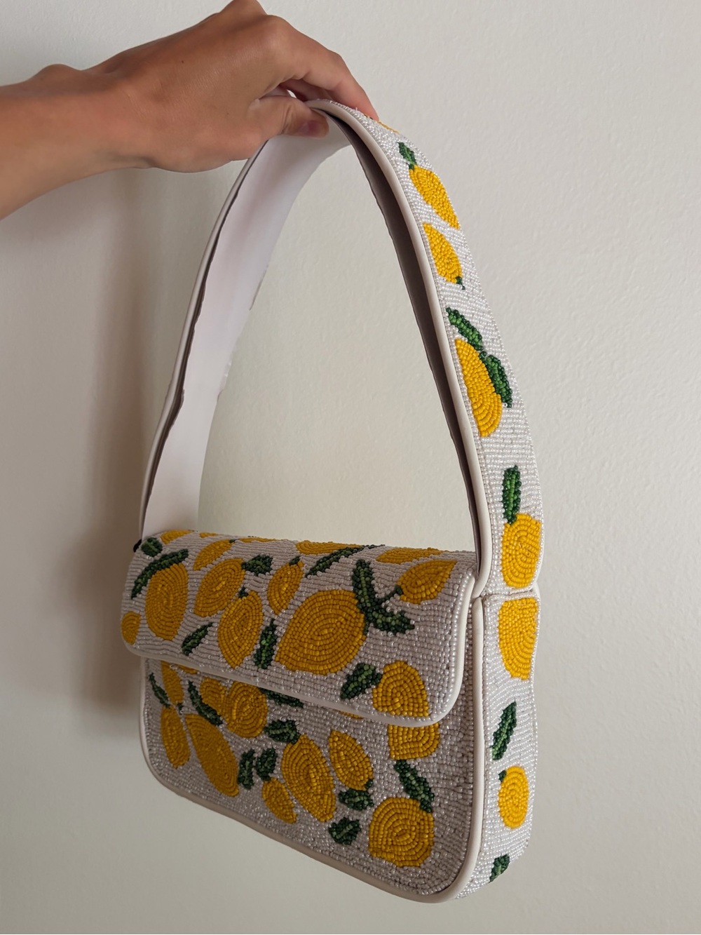 STAUD - Tommy Lemon Print Beaded Shoulder Bag - Picture 5 of 11